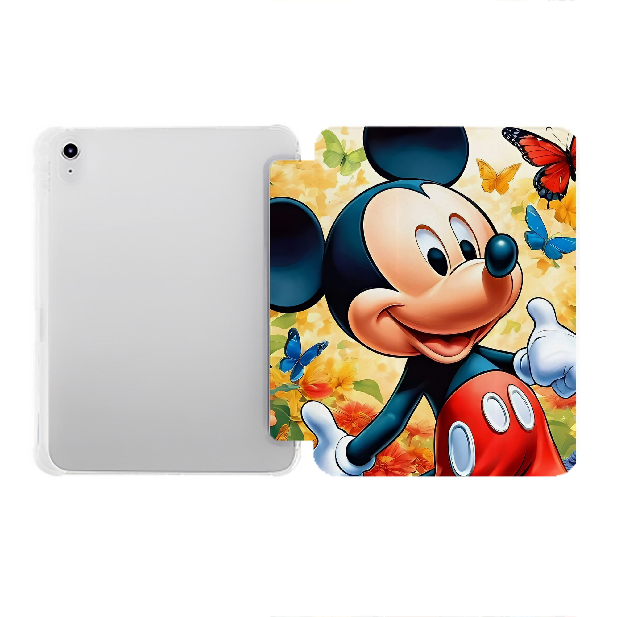 （画像用） ミッキーマウス Mickey Mouse IPad ケース ペン収納付き 三つ折りスタンド PUレザー×シリコン 対応機種9.5/10.5/10.9インチ
